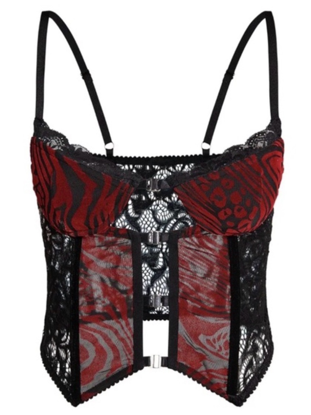 I.AM.GIA Red Lace Corset Bustier Top